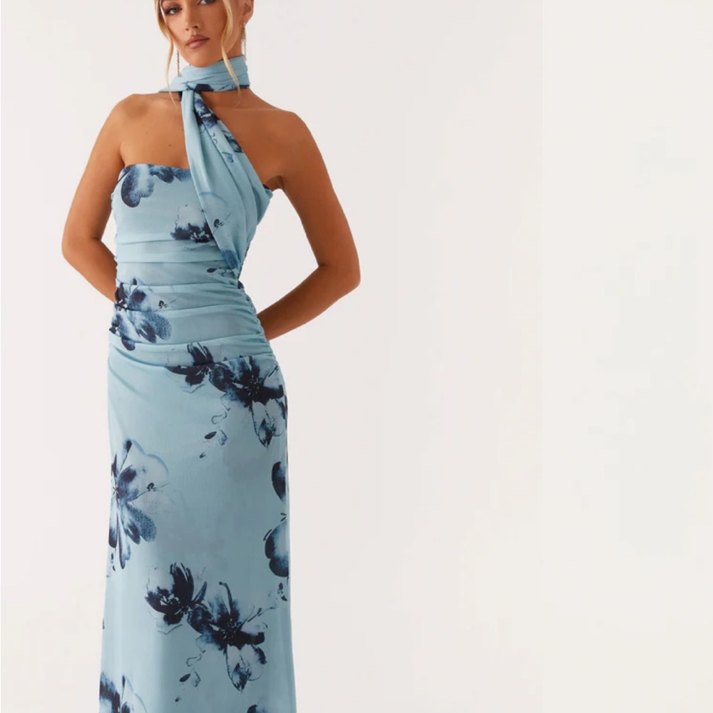 Peppermayo - US Songbird Maxi Dress - blue and navy floral